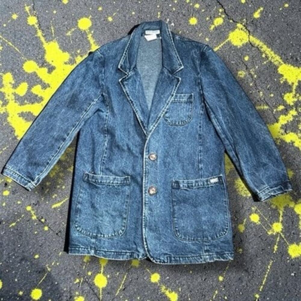 Vintage Georges Marciano Guess Acid Wash Denim Blazer Jacket Womens Sz 2 80s 90s